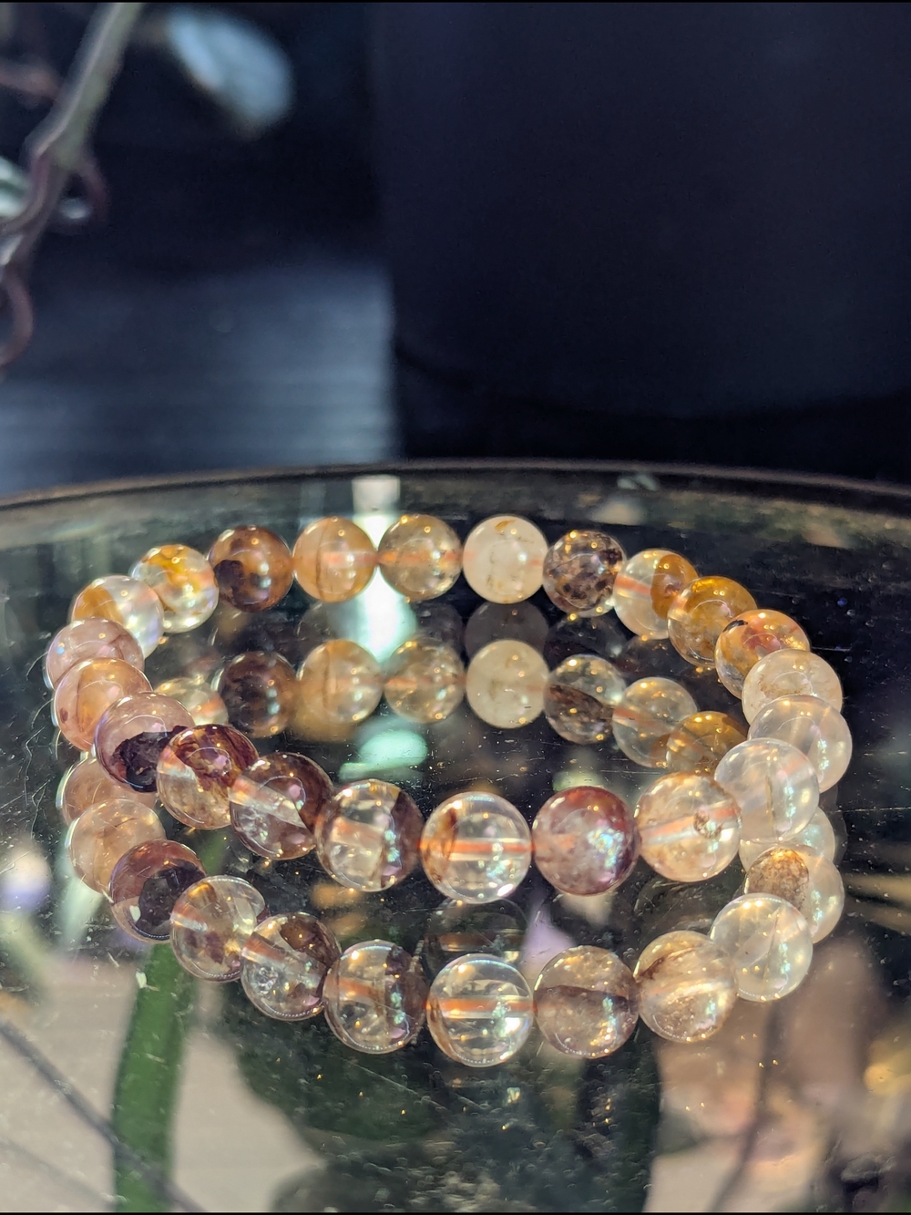 A-Quality Golden Healer Dendritic Quartz Beads Crystal Stretch Bracelet